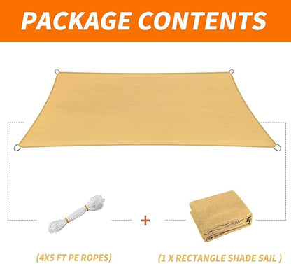 12'x16' Sun Shade Sail Curved Commercial Outdoor Shade Cover Turquoise Rectangle Heavy Duty Permeable 185GSM Outdoor Shades for Patio Garden Sandbox