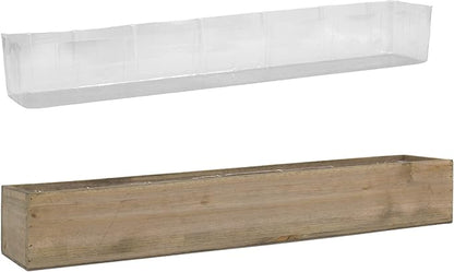CYS EXCEL Rectangle Wood Planter Box with Removable Plastic Liner (H:4" Open:34"x5") | Multiple Size Choices Wood Rectangular Planter | Indoor Decorative Window Box