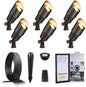 Gardenreet Brass Low Voltage Landscape Spotlights(6-Pack) Kit 12V LED with Low Voltage Transformer 150W and Mechanical Timer and 100FT Wire and 30Pack Connectors for Outdoor House Garden Patio