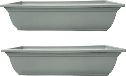 The HC Companies 24 Inch Mojave Window Planter Box with Drainage Holes, Lightweight UV-Resistant Plastic Outdoor Planters, 2-Pack Flower Box for Garden & Home Decor, Sage Green