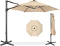 Best Choice Products 10ft Offset Cantilever Hanging Market Patio Umbrella, Smooth 360° Rotation, 8 Sturdy Ribs, Easy Adjustment - Sand