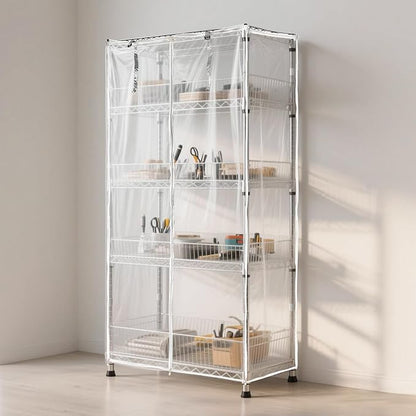 Waterproof Shelf Cover,Durable Dustproof Storage Wire Rack Covers,Outdoor Shelving Covers for Wire Shelves with Zipper 36''x16''x72'',Clear,Cover Only