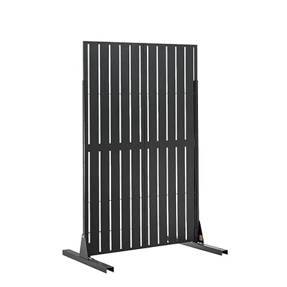 VEVOR Metal Privacy Screen, 44" W x 72" H Freestanding Modern Privacy Fence, Garden Divider Panel with Extended Base & Reinforcement Fixed, Freestanding Outdoor Divider for Garden, Indoor, Courtyard