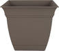 The HC Companies Eclipse Square Plastic Planter w/Attached Saucer - Outdoor & Indoor Plant Pot with Drainage Holes - Lightweight, UV-Resistant Plastic Pots for Plants (6" Cappuccino, Pack of 1)