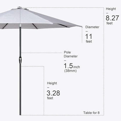 Tempera Patio Market Outdoor Table Umbrella with Auto Tilt and Crank, Large Sun Umbrella with Sturdy Pole & Fade Resistant Canopy, Easy to Set