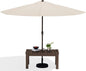 SERWALL Outdoor Coffee Table with 9FT Umbrella, HDPE Patio Coffee Table for Outside, Rectangle, Coffee(Not Include Umbrella Base)