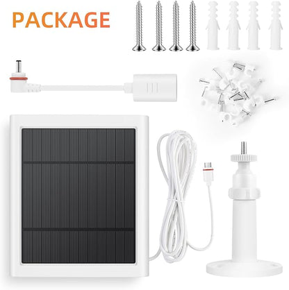 5 Pack IP65 Solar Panel for Rings Camera, 4W Solar Charger Compatible with Rings Spotlight &All-New Stick Up Outdoor Cam Battery, 10ft Long Cable with USB-C to Barrel Plug Adapter