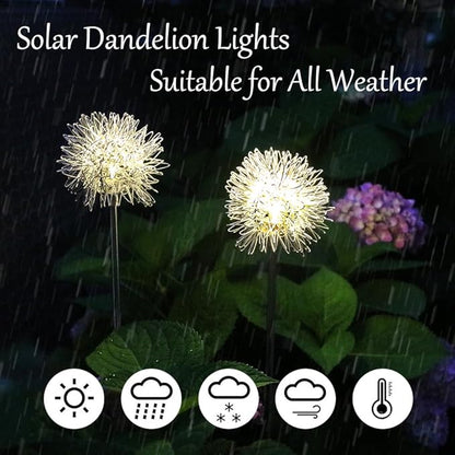 GUOCHENG Dandelion Solar Garden Lights Waterproof Outdoor LED Landscape Lights, Solar Flower Lights for Courtyard Pathway Flowerbed Patio Lawn Décor(2Pcs)