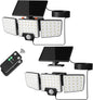 Lepro Solar Security Lights Outdoor Motion Sensor, 2 in 1 Separated and Integrated Remote Control IP65 Waterproof Solar Lights with 2 Light Modes, 3 Heads Floodlight for Garden Yard Garage