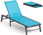 Aluminum Chaise Lounge Chair Outdoor, Foldable Patio Lounge Chair Assemble-Free, Pool Lounge Chairs with 5 Adjustable Backrest, Outdoor Lounge Chairs for Outside Poolside Beach Lawn Blue
