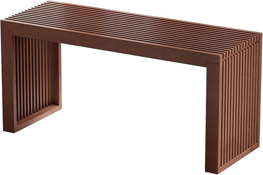 Bamboo Dining Bench, 35 inch Farmhouse Decor Indoor Kitchen Table Bench, Entryway Shoe Rack Bench, Outdoor Bench, Solid Bamboo Benches for Living Room, Hallway, Bedroom, Bathroom (Brown, Long)