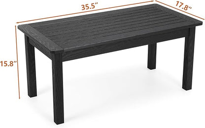 Stoog 4-Piece Patio Furniture Set, All-Weather Outdoor Dining Set, Include 1 Outdoor Bench, 2 Outdoor Chairs and 1 Coffee Table, Black