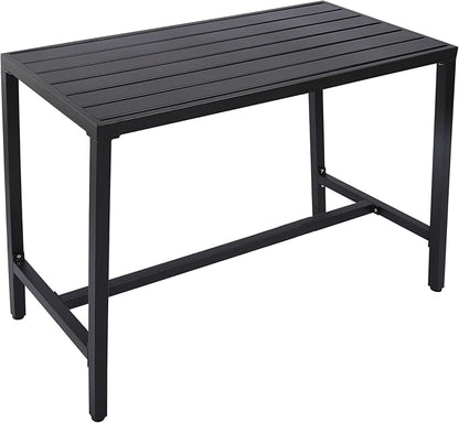 Outdoor Bar Table, Patio Console Pub Height Tables with Powder Coated Steel Frame, Weather Resistant Waterproof Top for Hot Tub, Balcony, Garden, Yard, Poolside (47" Wide Bar Table, Black)