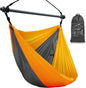 Hammock Chair, Portable Large Hanging Rope Swing, Lightweight Nylon Parachute, Max 500 Lbs, Detachable Metal Support Bar Hammock Chair Swing for Outdoor, Indoor, Bedroom (Orange, Dark Gray)