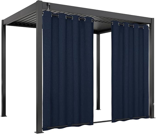 Easy-Going Linen Look Outdoor Curtains Waterproof Windproof Porch Curtains, Soft Thicken Outdoor Privacy Curtains for Patio, Gazebo, Grommet Top and Tab Bottom Drape, 1 Panel, 54x96 inch, Navy