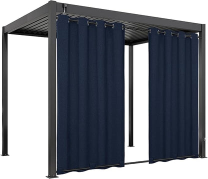 Easy-Going Linen Look Outdoor Curtains Waterproof Windproof Porch Curtains, Soft Thicken Outdoor Privacy Curtains for Patio, Gazebo, Grommet Top and Tab Bottom Drape, 1 Panel, 54x120 inch, Navy