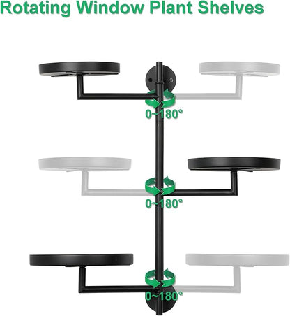 Rotating Window Wall Plant Shelves Stand Holder, 3 Tiered Metal Floating Plant Shelf Hanger Indoor , Window Sill Gifts
