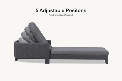 PURPLE LEAF Outdoor Daybed Sun Chaise Lounge Chairs with Cushion Patio Aluminum Adjustable Sunbathing Tanning Reclining Set of 2 Moon Basalt