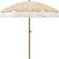 AMMSUN 7ft Patio Umbrella with Fringe Outdoor Tassel Umbrella UPF50+ Premium Steel Pole and Ribs Push Button Tilt, Retro Bohemian