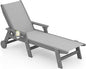 SERWALL Patio Chaise Lounge Chair, 5 Positions Outdoor Lounger for Pool, Textilene Lounge Chair with Rolling Wheels for Poolside, Deck, Grey
