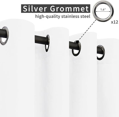 Easy-Going Linen Look Outdoor Curtains Waterproof Windproof Porch Curtains, Soft Thicken Outdoor Privacy Curtains for Patio, Gazebo, Grommet Top and Tab Bottom Drape, 1 Panel, 110x84 inch, White