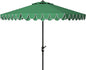SAFAVIEH 9ft Outdoor Patio Umbrella, Round, Valance, Dark Green, Auto Crank Tilt, UV Resistant for Deck, Backyard, Poolside (PAT8006H)