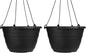 The HC Companies 11 Inch Wrapt Hanging Planters, Lightweight UV-Resistant Plastic Hanging Planters for Indoor & Outdoor Plants, 2-Pack Hanging Flower Pots for Garden, Patio & Home Decor, Black