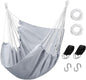 Hommtina Hammock Chair Hanging Rope Swing, Max 300 Lbs Hanging Chair with Pocket & Durability Perfect for Outdoor, Home, Bedroom, Patio, Yard (Pillows NOT Included,Light Grey)
