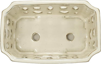 W&W Orchid Pot with Holes and Saucer for Repotting, Cream White, 9.7 Inch