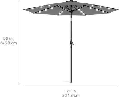 Best Choice Products 10ft Solar Polyester LED Lighted Patio Umbrella w/Tilt Adjustment and UV-Resistant Fabric
