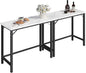 Narrow Bar Table, 63-Inch Pub Table for Dining Room, Counter Bar Tables with Sturdy Metal Frame, Connectable Bar Table, Multifunctional Console Table, Marble and Black BTHM1601