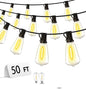 Outdoor Patio String Lights 50ft: ST38 LED Shatterproof Bulbs 3 Modes Button Control - Waterproof Connectable Lights - Wedding Bistro Party Backyard Gazebo Decorative