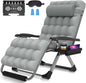 Suteck Oversized Zero Gravity Chair,33In XXL Lounge Chair w/Removable Cushion&Headrest, Reclining Camping Chair w/Upgraded Lock and Footrest, Reclining Patio Chairs Recliner for Indoor Outdoor,500LBS