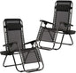 FDW Zero Gravity Chairs Set of 2 Black Lounge Patio Chairs Outdoor Yard Beach with Cup Holders, Black