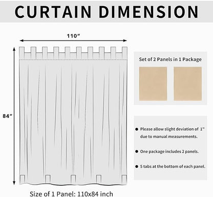 Easy-Going Outdoor Patio Curtains Detachable Tab Top Windproof Weatherproof Curtain for Cabana, Porch, Pergola and Gazebo, Tab Bottom Drape, 2 Panels, 110W x 84L inch, Beige