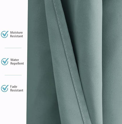 RYB HOME Outdoor Curtains for Patio, Waterproof Blackout UV Protection Outside Decor for Porch Swimming Pool Hut Garden Pavilion Pop Up Tent Pergola Balcony, W 52 x L 84, 1 Panel, Greyish Blue
