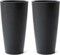 Step2 Tremont Tall Round Tapered Planter, 28" Tall 2-Pack, Indoor/Outdoor Plants, Efficient Drainage, Durable Resin, Onyx Black