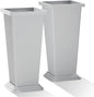 Tall Outdoor Planters Set of 2, 24" Tapered Outdoor Tall White Planter for Front Porch, Large Indoor Modern Planter Flower Pots with Tray, Drainage Holes (Ribbed)