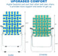 Folding Lawn Chairs, Set of 2, Blue Webbed Design with Metal Frame