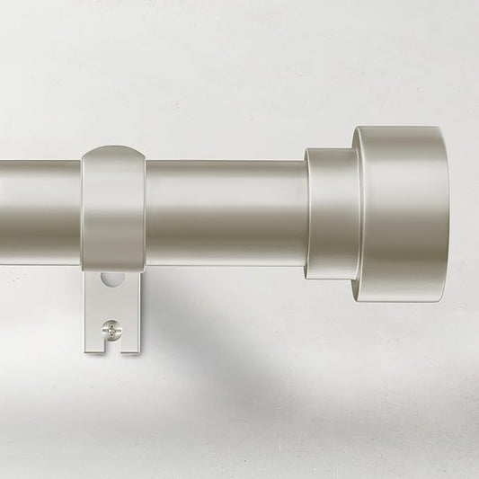 Curtain Rods for Windows 32 to 170, 1 Inch Adjustable Heavy Duty Long Window Outdoor Curtain Rod for Patio, Drapery Rods with Simple End Caps, Size 32"-170", Brushed Nickel