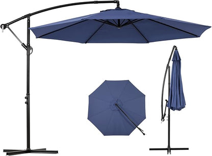 Backyard Expressions 10FT Cantilever Patio Umbrella – Outdoor Offset Hanging Umbrella with Smooth Crank, Tilt Adjustment & UV Protection – Heavy-Duty Steel Frame (Base Not Included)