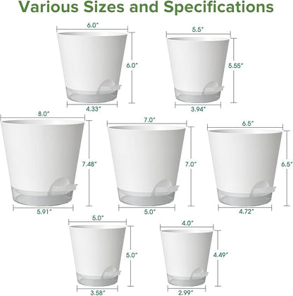 GARDIFE 2026 Upgraded Self Watering Plant Pots with Drainage Hole, 8/7/6.5/6/5.5/5/4 Inch Flower Planting Containers for House Plants, African Violet, Flowers, Cactus (White, 8+7+6.5+6+5.5+5+4 inch)