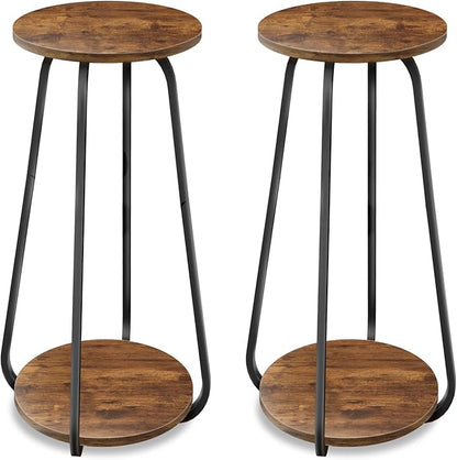 Plant Stand Indoor, 2 Tier Plant Shelf Pedestal Stand Flower Stand, Metal Wood Plant Stands for Indoor Plants Living Room Balcony Deck Garden