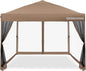 OASISHOME 10'x10' Pop-Up Gazebo Canopy Tent with Netting Sidewalls & Wheeled Bag,Weight Bag, Stakes, Ropes, Waterproof, UV Protection, Heavy-Duty Steel Frame for Backyard/Outdoor/Parties (Khaki)