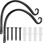 Gtongoko 2 Pack 14 Inch Plant Hangers Outdoor Metal, Plant Hooks for Wall Indoor, Outdoor Hooks for Hanging Bird Feeders, Plant Bracket, Lanterns, Wind Chinme, Black