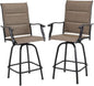 PHI VILLA Outdoor Swivel Bar Stools Set of 2, High Top Patio Chairs with Padded Textilene Seating, All-Weather Bar Height Furniture for Kitchen or Outside, Padded Brown Textilene