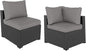 Aoxun Patio Furniture Sets, 2-Piece Outdoor Patio Furniture with Thick Cushions, Wicker Outdoor Conversation Set Sectional Sofa for Backyard, Poolside