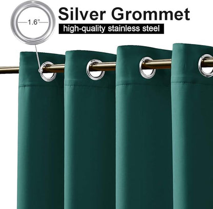 NICETOWN Outdoor Patio Curtain Extra Long Drape 120" L Waterproof/Windproof, Top and Bottom Grommets Blackout Outdoor Drape Privacy Protect for Yard/Porch, 52" W, 1 Panel, Hunter Green
