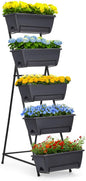 5 Tier Vertical Garden Planter Grey Herb Garden Planter for Outdoor Plants Vertical Raised Garden Bed Standing Tiered Flower Planter Boxes for Outdoor Garden Patio Yard