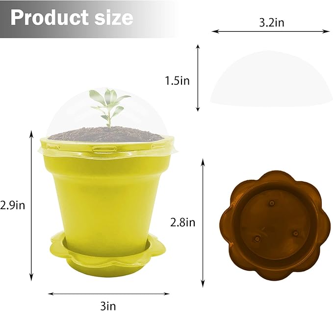 PURPLE STAR 1N 25 Packs Cupcake Plant Nursery Pots with Humidity Dome-Small Flower Pots for Kids-Planting Containers Cups for Indoor Outdoor Plant Succulent Display (Mixed Color)
